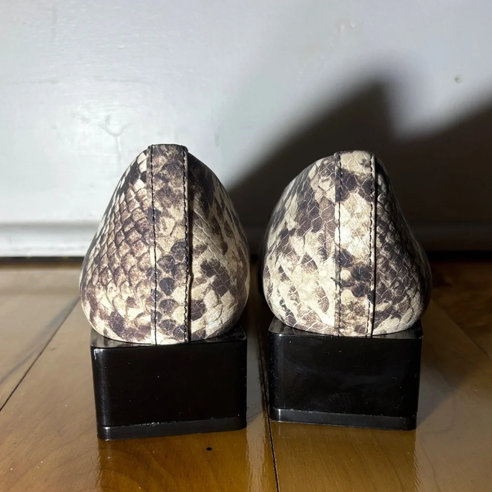 Walt Snake Print Square Toe Block Heel Pumps - Picture 6 of 8